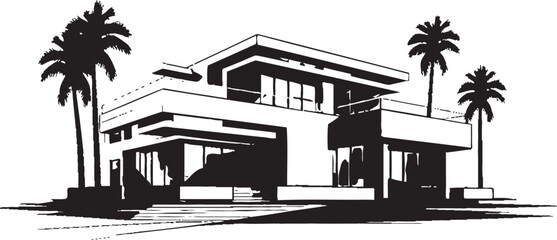 Naklejka premium Contemporary Villa Icon Emblematic Structure in Vector Design Villa Design Blueprint Contemporary Architecture in Vector Icon