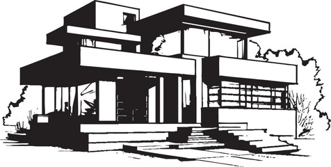 Villa Design Construction Emblematic Style in Vector Iconic Villa Structure Contemporary Design in Vector Logo