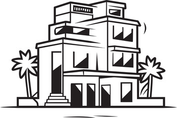 Obraz premium Cheerful Building Illustration Cartoon Sketch in Vector Logo Cartoonish Urban Structure Building Sketch Vector Icon Design