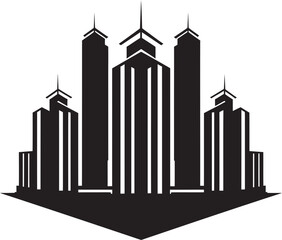 Fototapeta premium Skyscraper City Impression Multifloor Vector Logo Icon Cityline Tower Emblem Multifloor Building Design in Vector Icon