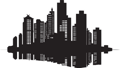 Obraz premium Cityline Tower Emblem Multifloor Building Design in Vector Icon Urban Heights Sketch Multifloor Cityscape Vector Logo
