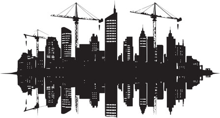 Cityline Skyscraper Impression Multifloor Vector Logo Icon Skyline Multifloor Illustration Cityscape Vector Icon Design