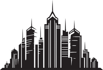 Obraz premium Skyline Multifloor Design Multifloor Vector Logo Icon Metropolitan Heights Sketch Cityscape Building in Vector Icon