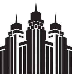 Downtown Skyscraper Outline Multifloor Cityscape Vector Logo Cityline Multifloor Impression Urban Vector Logo Design