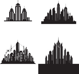 Skyline Multifloor Design Multifloor Vector Logo Icon Metropolitan Heights Sketch Cityscape Building in Vector Icon
