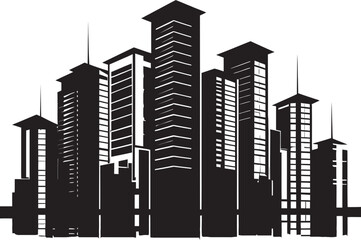 Obraz premium City Vista Heights Sketch Multifloor Building in Vector Icon Urban Multifloor Silhouette Cityscape Vector Logo Design