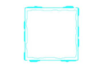 Blue futuristic square frame in neon glow