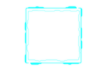 Blue futuristic square frame in neon glow