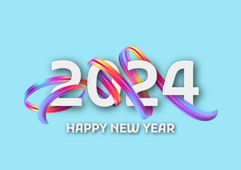 Awesome paint brush strokes design #3 - Happy new Year 2024