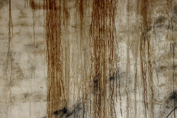 A dirty cement wall with brown drips. Vector paint texture background oh