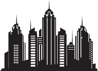Downtown Skyscraper Emblem Multifloor Cityscape Vector Icon Cityline Tower Silhouette Multifloor Building in Vector Logo