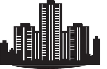 Fototapeta premium Metropolitan Core Multifloor Cityscape Vector Emblem Skyline Symphony Multifloor Urban Building Vector Icon