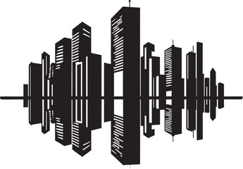 City Vista Layers Multifloral Cityscape Vector Emblem Design Urban Matrix Heights Multifloor City Building Vector Icon