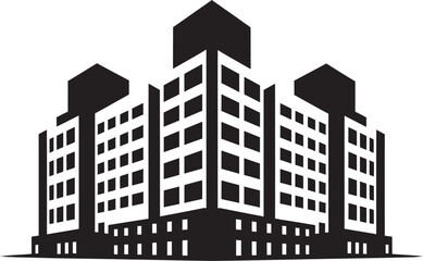 Urban Skylinescape Multiflore Building in Vector Logo Cityline Vista Multifloor Cityscape Emblem in Vector