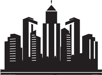 Obraz premium Urban Tapestry Heights Multifloor Building in Vector Emblem Cityline Dreamscape Multifloor Urban Vector Icon