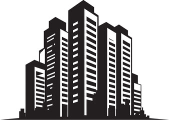 Cityline Dreams Multifloor City Building Vector Emblem Metropolitan Heights Multifloor Cityscape Vector Icon Design