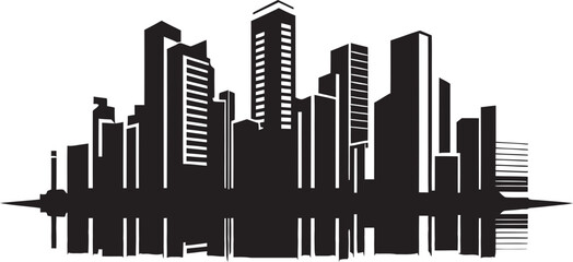 Fototapeta na wymiar City Vista Skylines Multiflore Building in Vector Emblem Urban Elevation Multifloor Cityscape Vector Icon