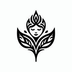 Woman and leaf logo design inspiration