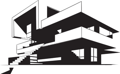 Contemporary Living Mark Innovative House Sketch Icon Modernity Etched Conceptual House Sketch Vector Icon