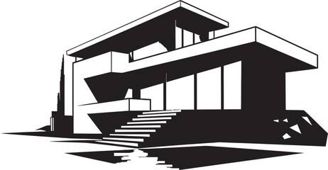 Iconic Minimalism Bold House Sketch in Vector Icon Design Innovative Home Blueprint Conceptual House Sketch Emblem