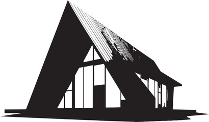 Modernity Etched Conceptual House Sketch Vector Icon Avant Garde Domicile Bold House Sketch Emblem in Vector Design