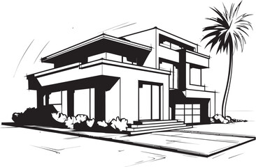 Dual Level Home Vision Duplex House Sketch in Vector Icon Duplex Dwelling Vision Sketch Design Vector Logo Icon