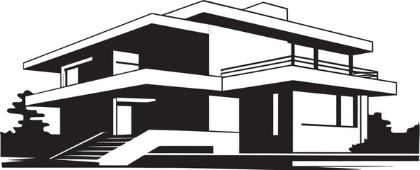 Dual Living Sketch Vector Logo for Duplex House Concept Pair Home Sketch Concept Duplex Design Vector Icon