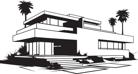 Double Residence Concept Sketch Idea for Duplex House Design Twin Home Vision Sketch Design for Duplex House in Vector Logo