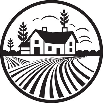 Rural Dwelling Impression Farmhouse Design in Vector Icon Harvest Haven Symbol Farmers House Vector Emblem