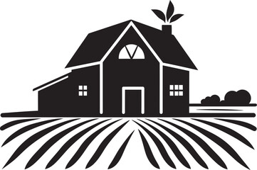 Harvest Homestead Icon Farmers House Design in Vector Agrarian Homestead Emblem Farmhouse Design Vector Icon