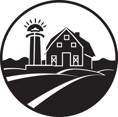 Farmers Haven Icon Farmhouse Design Vector Logo Agrarian Retreat Symbol Farmers House Vector Emblem