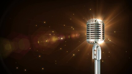 Music Retro microphone spin particle animation 4K stock video
