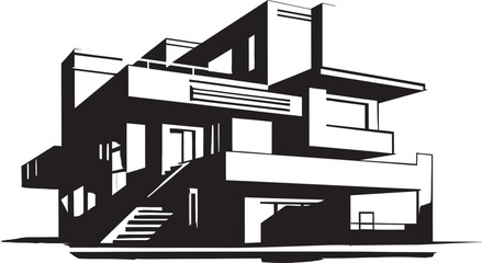 Contemporary Abode Emblem Architecture Idea Vector Logo Architectural Visionary House Idea Design Vector Icon
