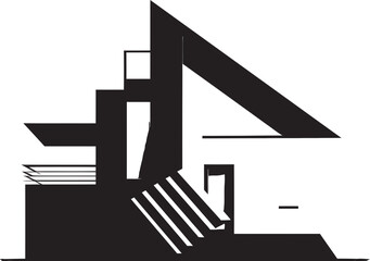 Contemporary Abode Emblem Architecture Idea Vector Logo Architectural Visionary House Idea Design Vector Icon