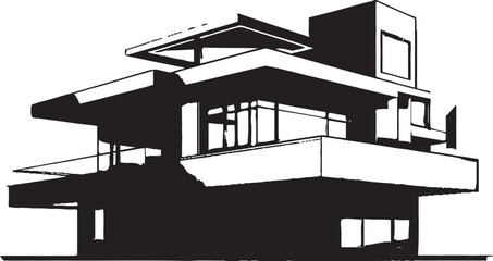 Creative Home Concept House Idea Vector Logo Futuristic Habitat Mark Architecture Design Vector Emblem