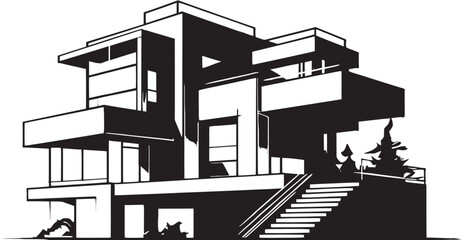 Fototapeta na wymiar Modern Dwelling Vision Architecture Design Vector Icon Creative Home Concept House Idea Vector Logo