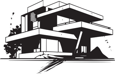 Creative Home Concept House Idea Vector Logo Futuristic Habitat Mark Architecture Design Vector Emblem