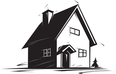 Simple Habitat Mark Minimal House Design in Vector Contemporary Dwelling Icon Minimal House Vector Emblem