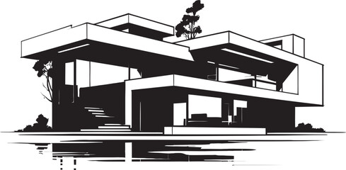 Contemporary Dwelling Mark Modern Property Design Vector Logo Innovative Residence Symbol Property Idea Vector Icon