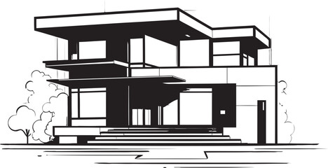 Futuristic Abode Mark Residential Property Design in Vector Sleek Living Icon Modern Property Idea Vector Logo