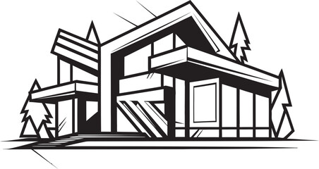 Fashionable Living Icon Modern House Idea Vector Logo Classy Habitat Symbol Stylish House Design Vector Icon