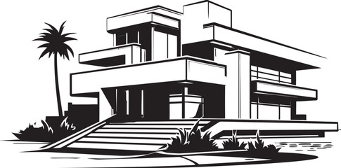 Trendy Dwelling Mark Modern House Design Vector Logo Elegant Residence Symbol Stylish House Idea Vector Icon