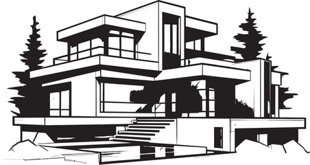 Fashionable Living Icon Modern House Idea Vector Logo Classy Habitat Symbol Stylish House Design Vector Icon