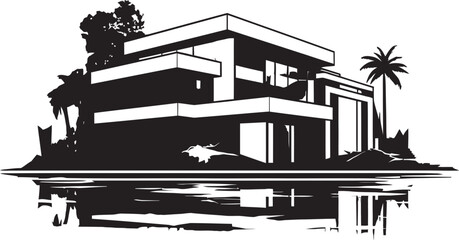 Trendy Dwelling Mark Modern House Design Vector Logo Elegant Residence Symbol Stylish House Idea Vector Icon