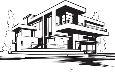 Elegant Residence Symbol Stylish House Idea Vector Icon Contemporary Abode Emblem Modern House Design Vector Icon