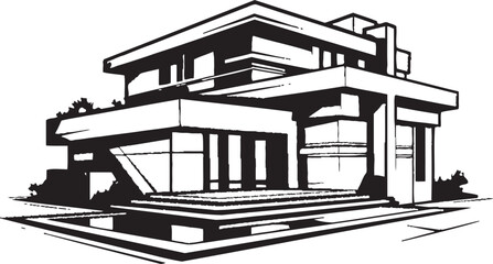 Contemporary Abode Emblem Modern House Design Vector Icon Sophisticated Home Mark Stylish House Design in Vector