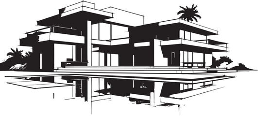 Classy Habitat Symbol Stylish House Design Vector Icon Sleek Living Vision Modern House Idea Vector Emblem