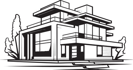 Modern Dwelling Mark Stylish House Design Vector Logo Elegant Residence Symbol Modern House Idea Vector Icon