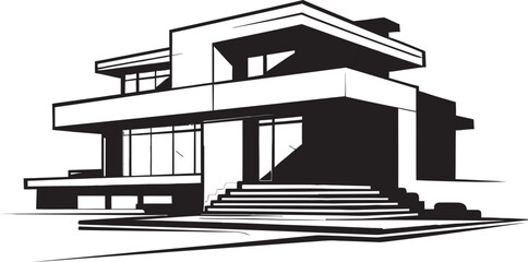 Trendy Habitat Mark Modern House Idea Design in Vector Chic Living Icon Stylish House Design Vector Logo