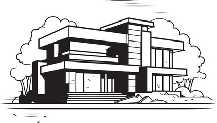 Fashionable Abode Emblem Stylish House Design Vector Icon Contemporary Dwelling Essence Stylish Modern House Design Vector Icon